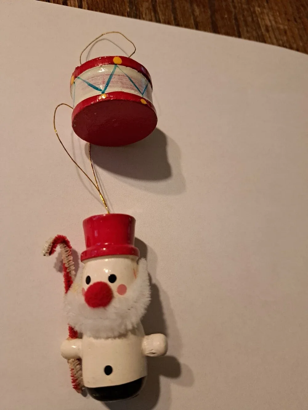 Vintage Wood Christmas Ornaments Lot 6 Hand Painted Wooden Farmhouse Rustic